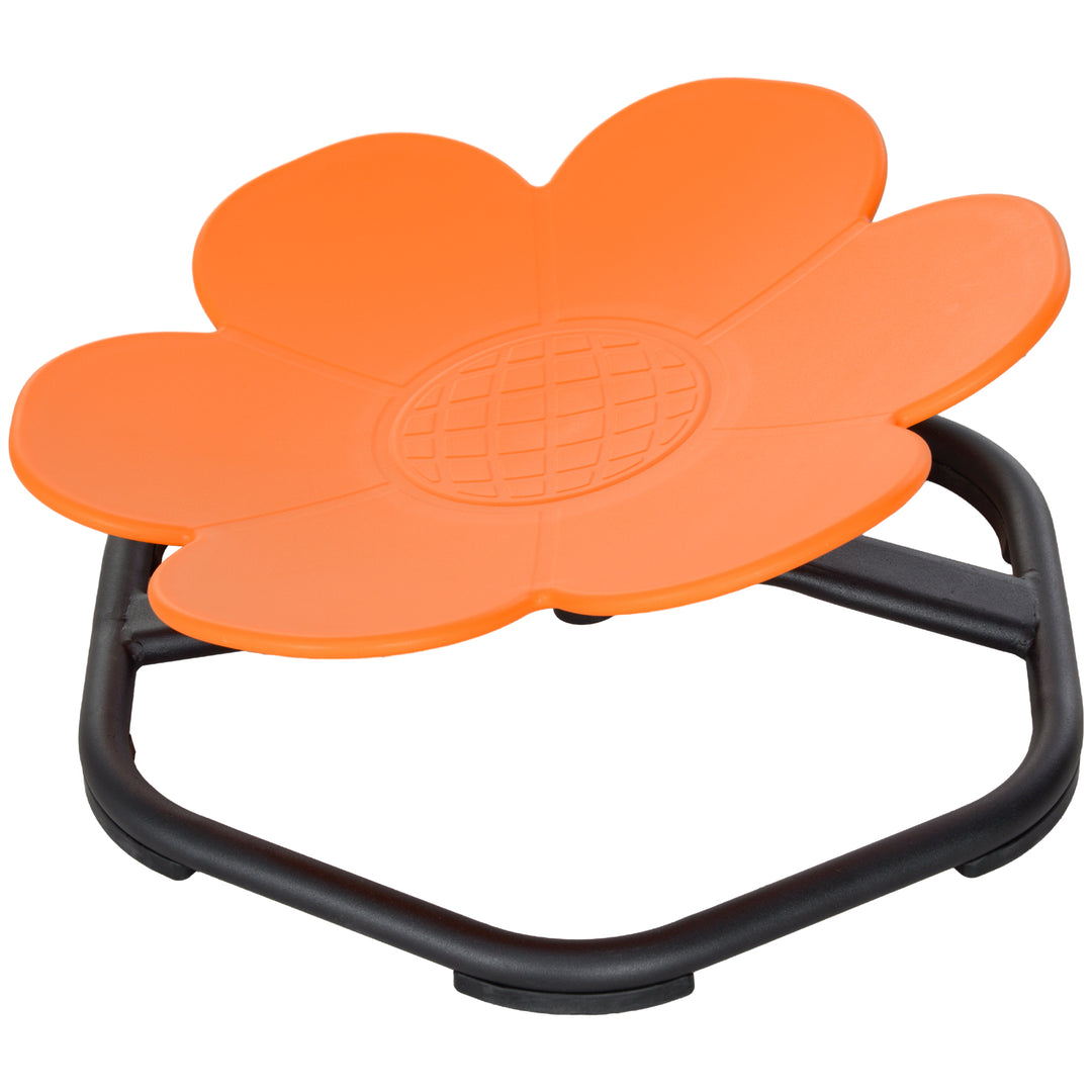 Qaba Flower-Shaped Kids Swivel Chair, Non-Slip Sensory Spinning Chair for Physical Coordination Training, Orange