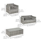 Outsunny 4 Pieces Patio Wicker Sofa Set, Outdoor PE Rattan Extra Wide Seat Conversation Furniture w/ Tempered Glass Table-top & Thick Padded Cushion for Garden, Backyard, Lawn, Mixed Grey