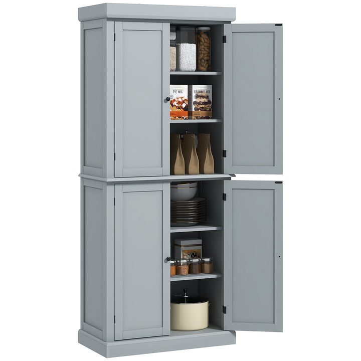 HOMCOM 72.5" Freestanding Kitchen Pantry Cabinet with 4 Doors, Black