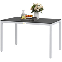 Outsunny Outdoor Dining Table for 4-6 with Easy Maintenance Slatted Top, Rust-Resistant Aluminium Frame, Black