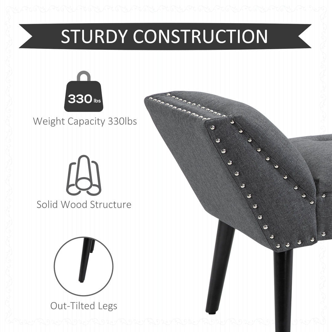 HOMCOM Modern Upholstered Bench, End of Bed Bench for Bedroom, Hallway Bench with Arms and Nailhead Trim