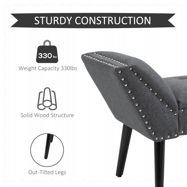 HOMCOM Modern Upholstered Bench, End of Bed Bench for Bedroom, Hallway Bench with Arms and Nailhead Trim