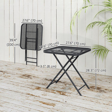 Outsunny 27.5" Square Outdoor Patio Table, Outdoor Folding Table with Grid Rattan-Like Top for Camping, Picnic, Black
