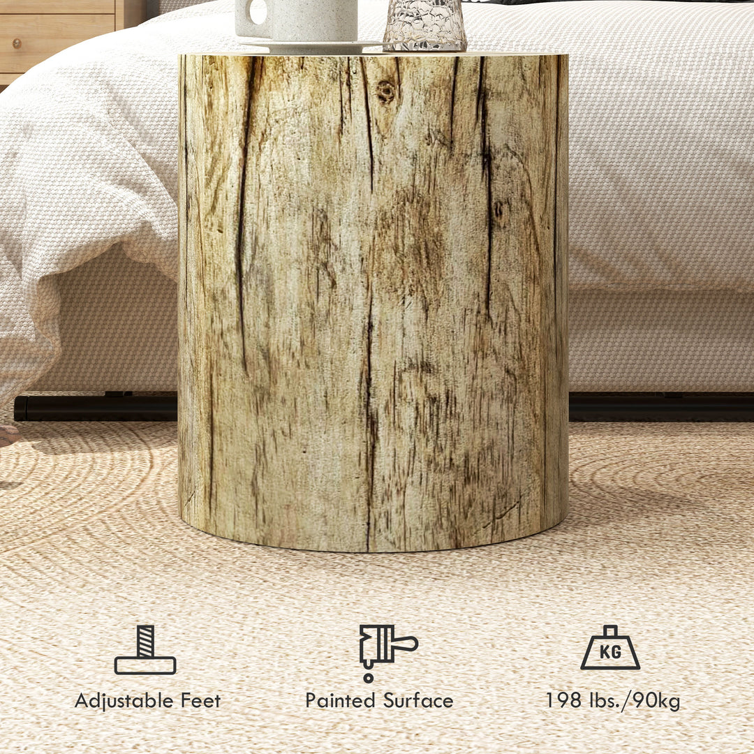 HOMCOM 17" Tall Tree Stump End Table, Concrete Sofa Side Table for Indoor and Outdoor Use, Garden Stool, Natural