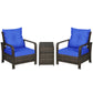Outsunny 3 Pieces Wicker Patio Furniture Set, Rattan Bistro Set with Storage Coffee Table and Thickened Cushions, Outdoor Conversation Set for Garden, Porch, Balcony, Red