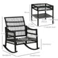Outsunny 3 Pieces Outdoor PE Rattan Rocker Chair Set, Rocking Chair with Tempered Glass Table Top,25"x26"x28", Turquoise Green