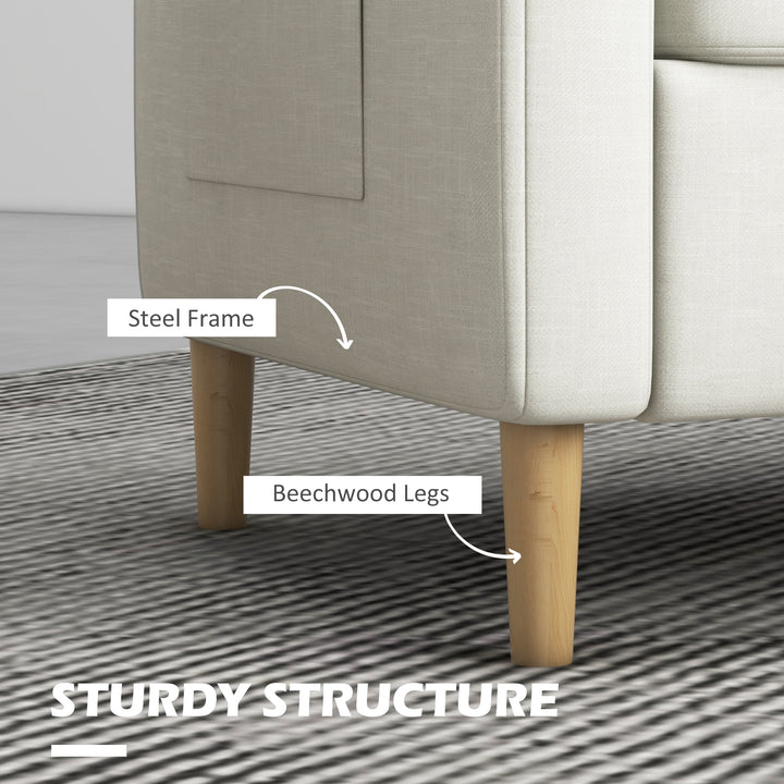 HOMCOM 56" 2 Seat Sofa, Modern Love Seats Furniture, Upholstered 2 Seater Couch with Side Pockets, Solid Steel Frame, White