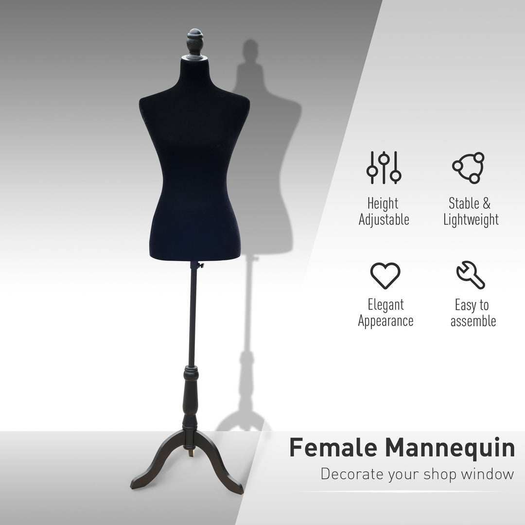 HOMCOM Female Fashion Mannequin Dress Form Torso Dressmaker Stand Clothing Display w/ Base (Black)