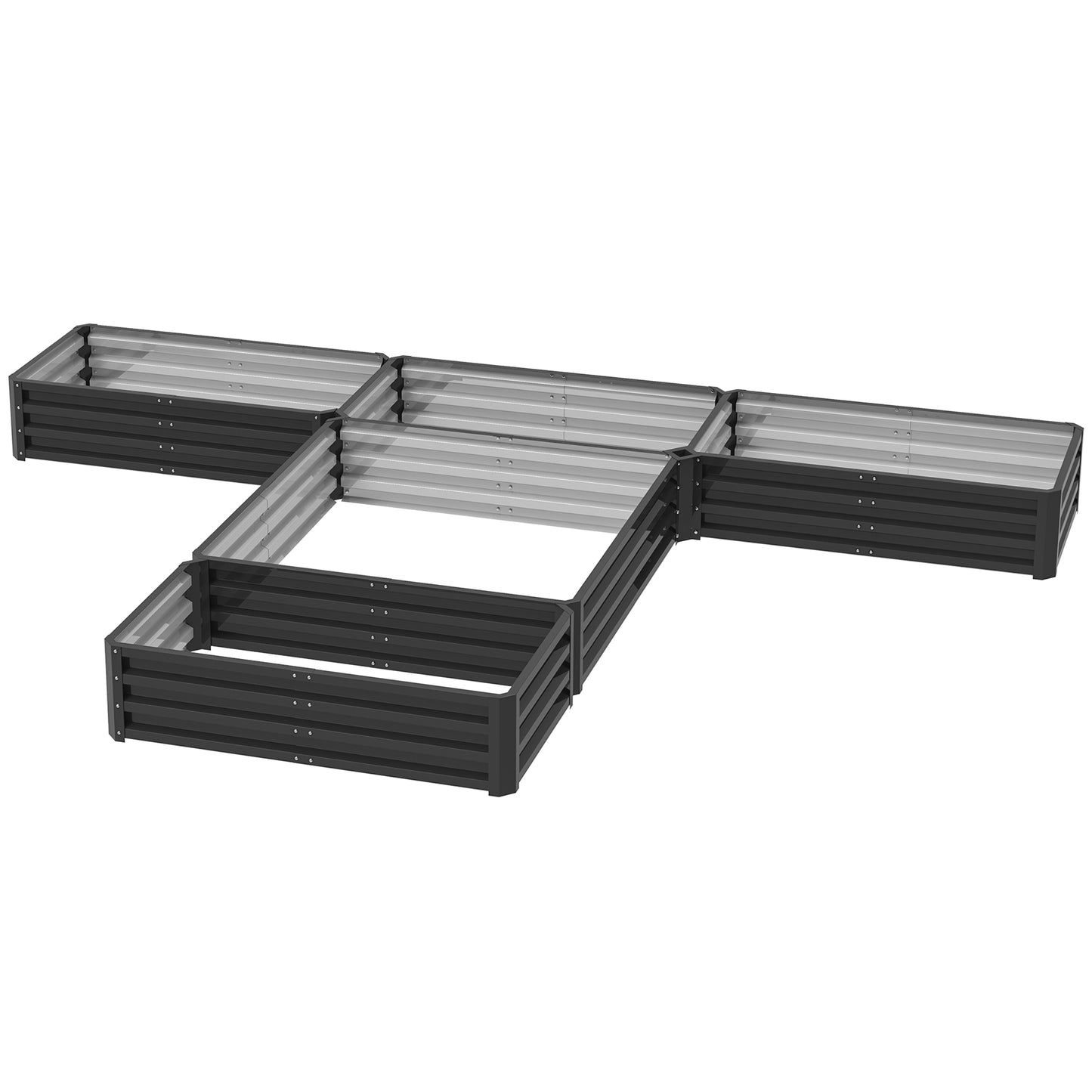 Outsunny Steel Raised Garden Bed, Set of 5 Large Box Planters for Outdoor Plants Vegetables Flowers Herbs, 8x8x1ft, Green