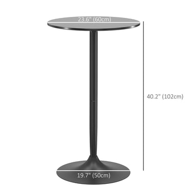 HOMCOM High Top Bar Table, Modern Round Dining Table with Painted Top and Steel Base, Bistro Table for 2 People, Black