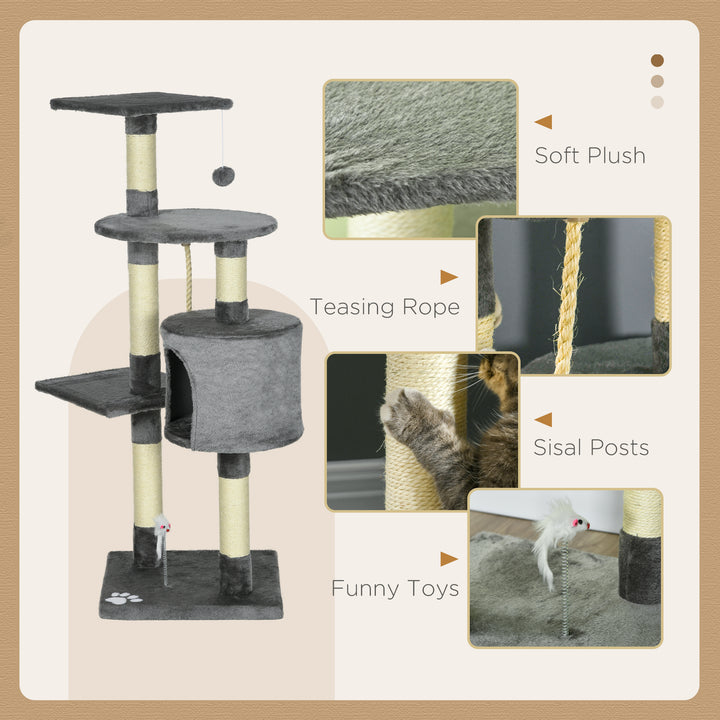 PawHut 46" Scratching Cat Tree Multi Level Activity Center Kitty Condo Furniture Post Beige