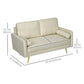 HOMCOM 56" Loveseat Sofa for Bedroom Upholstered 2 Seater Couch with Back Cushions and Pillows, Blue