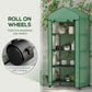 Outsunny Portable Greenhouse, Outdoor Hot House Plant Flower Greenhouse with 4 Tier Shelves, Steel Frame, PE Cover, Dark Green