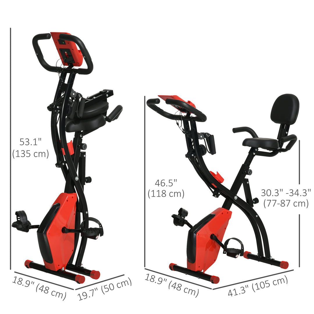 Soozier 3 in 1 Folding Exercise Bike, Foldable Stationary Bike with 8-Level Magnetic Resistance, Adjustable Seat, Black