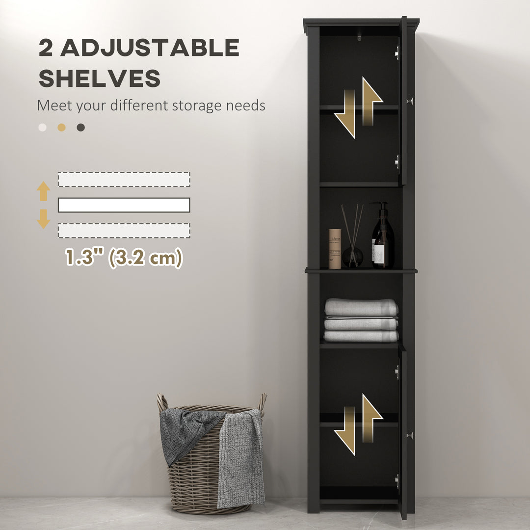 HOMCOM Tall Medicine Cabinet, Freestanding Bathroom Storage Cabinet with Shelves and 2 Cupboards, Bathroom Organizer, White