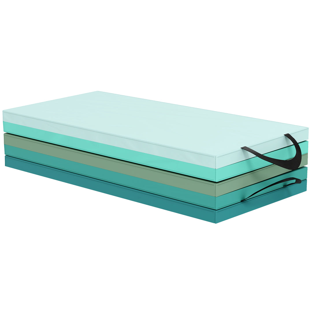 Soozier 6ft Folding Gymnastics Mat, Thick Exercise Mat with Carry Handles for Yoga Aerobics Fitness Training, Mixed Colour