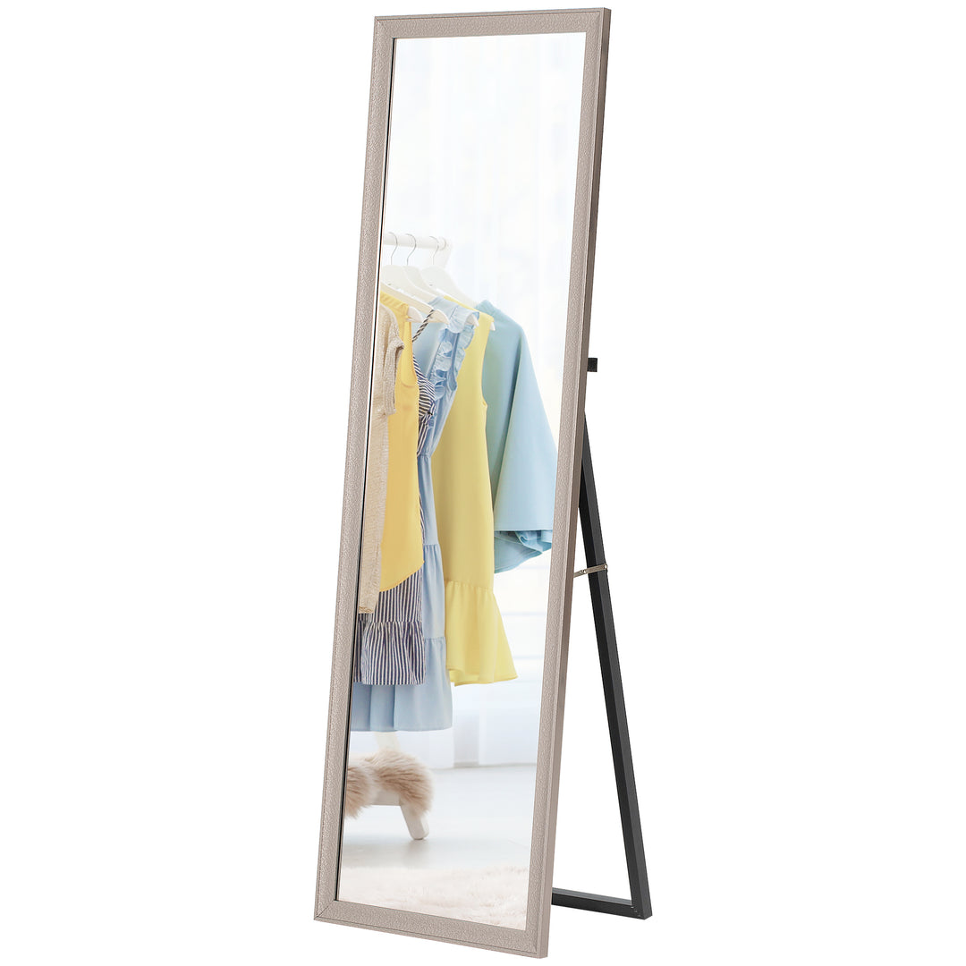 HOMCOM 64" x 21" Rectangular Full Length Mirror with Frame, Free Standing, Wall Mounted or Leaning, Gunmetal Silver
