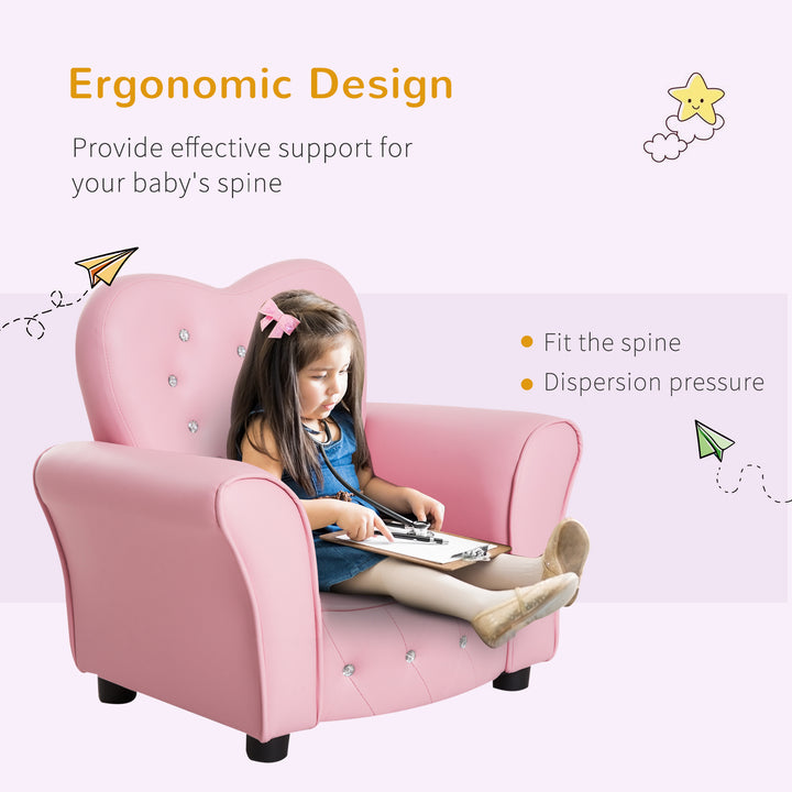 Qaba Kids Mini Princess Sofa Toddler Chair Children Upholstered Tufted Armchair Activity Couch Reclining Seat Boys Girls Furniture Pink