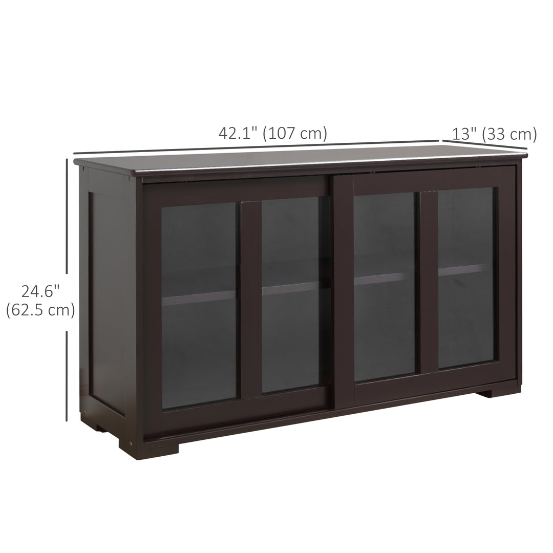 HOMCOM Kitchen Sideboard, Stackable Storage Cabinet, Sliding Glass Door Console, Serving Buffet for Kitchen & Dining Room
