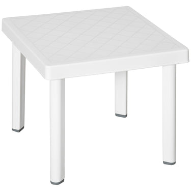 Outsunny Garden Side Table, Plastic Outdoor Square Coffee Table for Drink, Snack, White