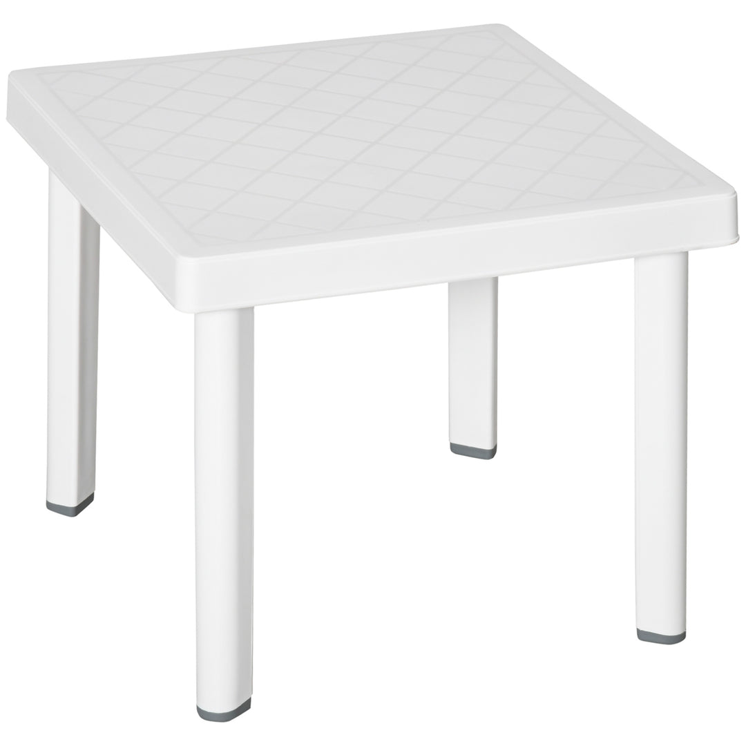 Outsunny Garden Side Table, Plastic Outdoor Square Coffee Table for Drink, Snack, White