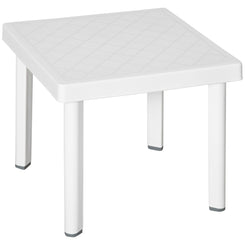 Outsunny Garden Side Table, Plastic Outdoor Square Coffee Table for Drink, Snack, White