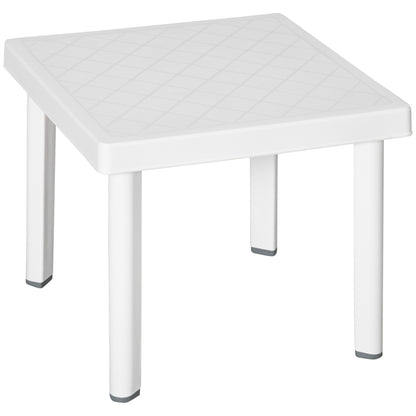 Outsunny Garden Side Table, Plastic Outdoor Square Coffee Table for Drink, Snack, White