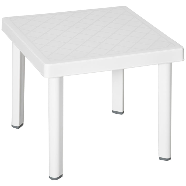 Outsunny Garden Side Table, Plastic Outdoor Square Coffee Table for Drink, Snack, White