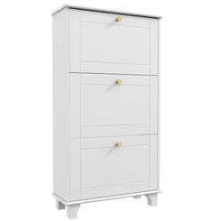 HOMCOM Narrow Shoe Storage with 3 Flip Drawers and Adjustable Shelves, Shoe Cabinet Organizer for 12 Pairs of Shoes, White