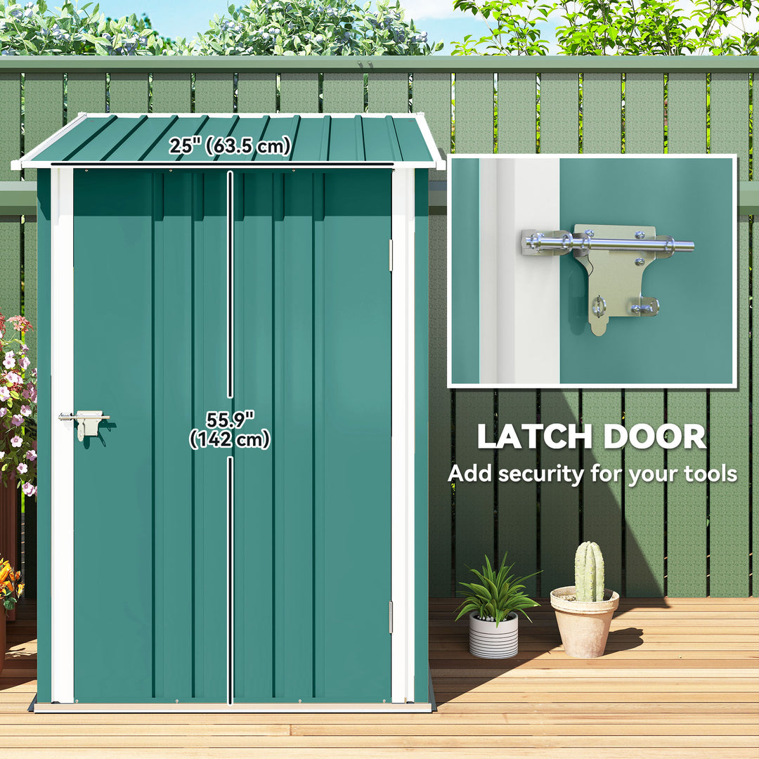 Outsunny Garden Tool Storage Shed, Small Steel Shed with Lockable Door for Garden & Patio, Galvanized Steel Construction, Dark Gray