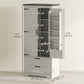 HOMCOM Farmhouse Kitchen Pantry Storage Cabinet, 64" Freestanding Kitchen Pantry Cabinet with Drawers, Distressed White