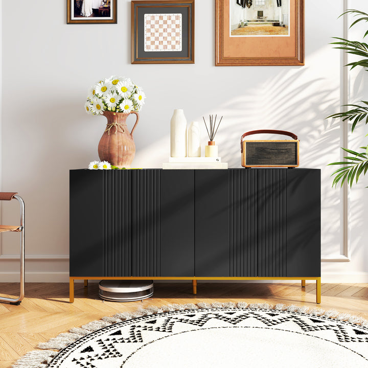 HOMCOM Sideboard Storage Cabinet with Adjustable Shelves, Soft-Close Doors, Kitchen Buffet Cabinet for Dining Room, Black