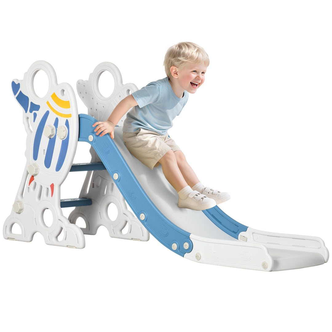 Qaba Toddler Slide Indoor for Kids 1.5-3 Years Old, Space Theme Climber Slide Playset, Blue