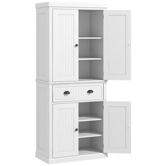 HOMCOM 72" Kitchen Pantry, Freestanding Storage Cabinet with Drawer, Doors, White