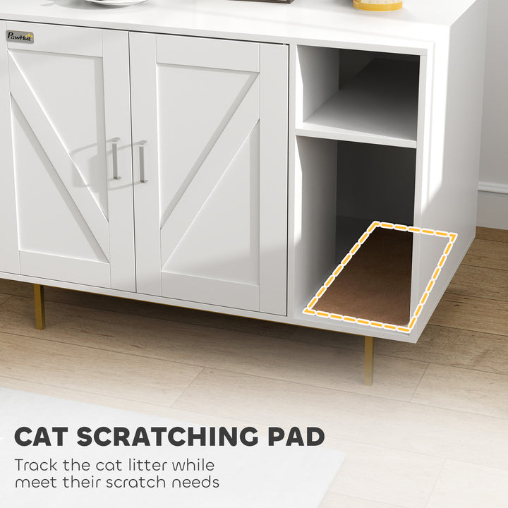 PawHut Cat Litter Box Enclosure, Hidden Litter Box with Scratching Pad, Storage, for Living Room, Bedroom, 31.5" x 20" x 24"