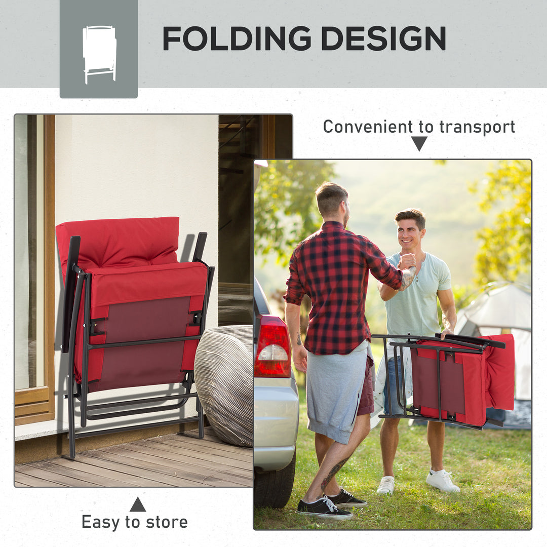 Outsunny Set of 2 Outdoor Folding Chairs with Adjustable Backrest, Padded Camping Chairs for Outdoor Events, Grey