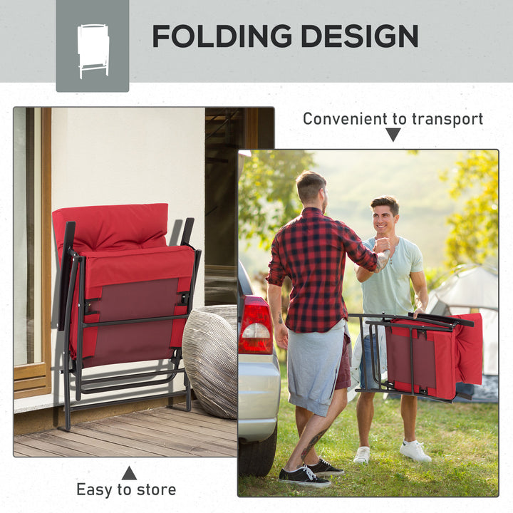 Outsunny Set of 2 Outdoor Folding Chairs with Adjustable Backrest, Padded Camping Chairs for Outdoor Events, Grey