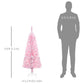 HOMCOM 7.5 FT Snow Flocked Artificial Christmas Tree, Pencil Xmas Tree with Realistic Branches, Auto Open and Steel Base, Pink