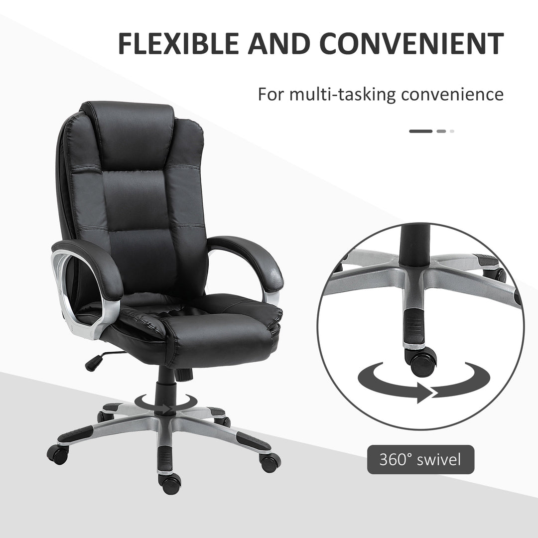 Vinsetto High Back Executive Office Chair Adjustable Desk Seat Swivel PU Leather Computer Chair with Padded Armrests