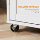 HOMCOM Rolling Kitchen Island with Storage, Kitchen Cart with Rubber Wood Top, Adjustable Shelf, Towel Rack, Hooks and Storage Drawers, White