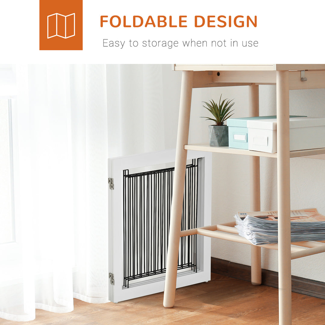 PawHut Freestanding Pet Gate, Folding Dog Gate with 2 Support Feet, 24" High, 3 Panels, for Small Dogs, Indoor Use - White