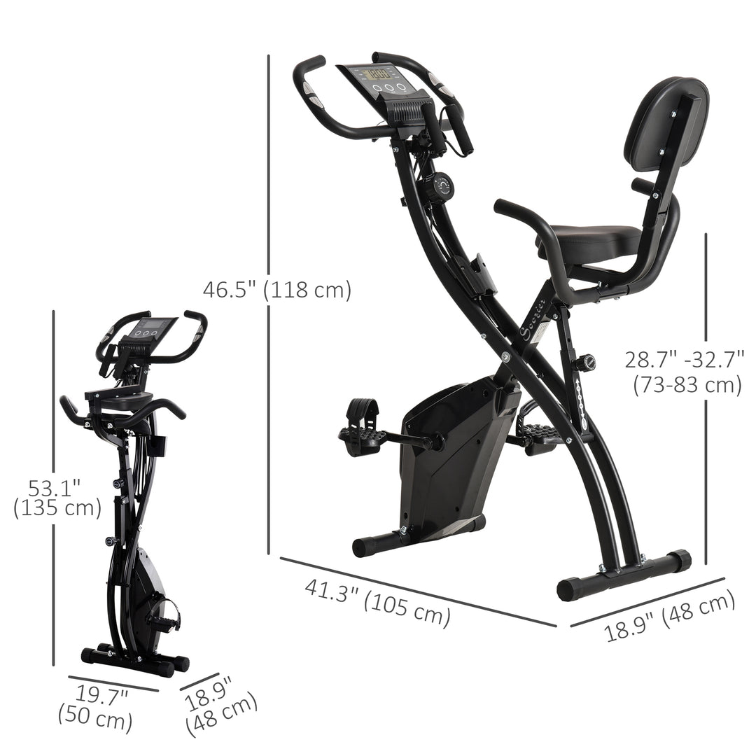 Soozier 3 in 1 Folding Exercise Bike, Foldable Stationary Bike with 8-Level Magnetic Resistance, Adjustable Seat, Black