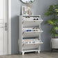 HOMCOM Narrow Shoe Storage with 3 Flip Drawers and Adjustable Shelves, Shoe Cabinet Organizer for 12 Pairs of Shoes, White