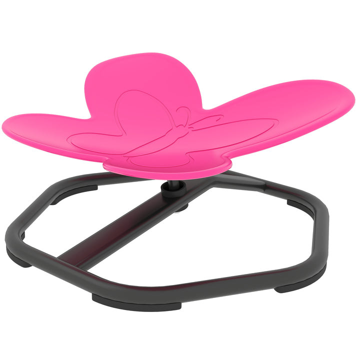 Qaba Butterfly-Shaped Kids Swivel Chair, Non-Slip Sit and Spin Sensory Chair for Training Body Coordination, Pink