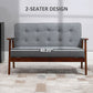 HOMCOM 44.5" 2 Seat Sofa for Bedroom, Modern Upholstered Loveseat with Button Tufted Back and Wood Legs, Grey
