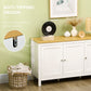 HOMCOM Sideboard, Buffet Cabinet with Doors and Adjustable Shelves for Living Room, Entryway, White and Natural