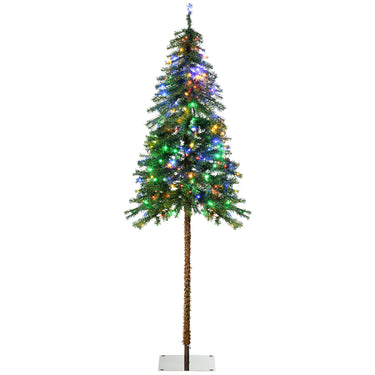 HOMCOM 6' Artificial Christmas Tree with Warm White or Colourful LED Lights, Pencil Shape, Steel Base