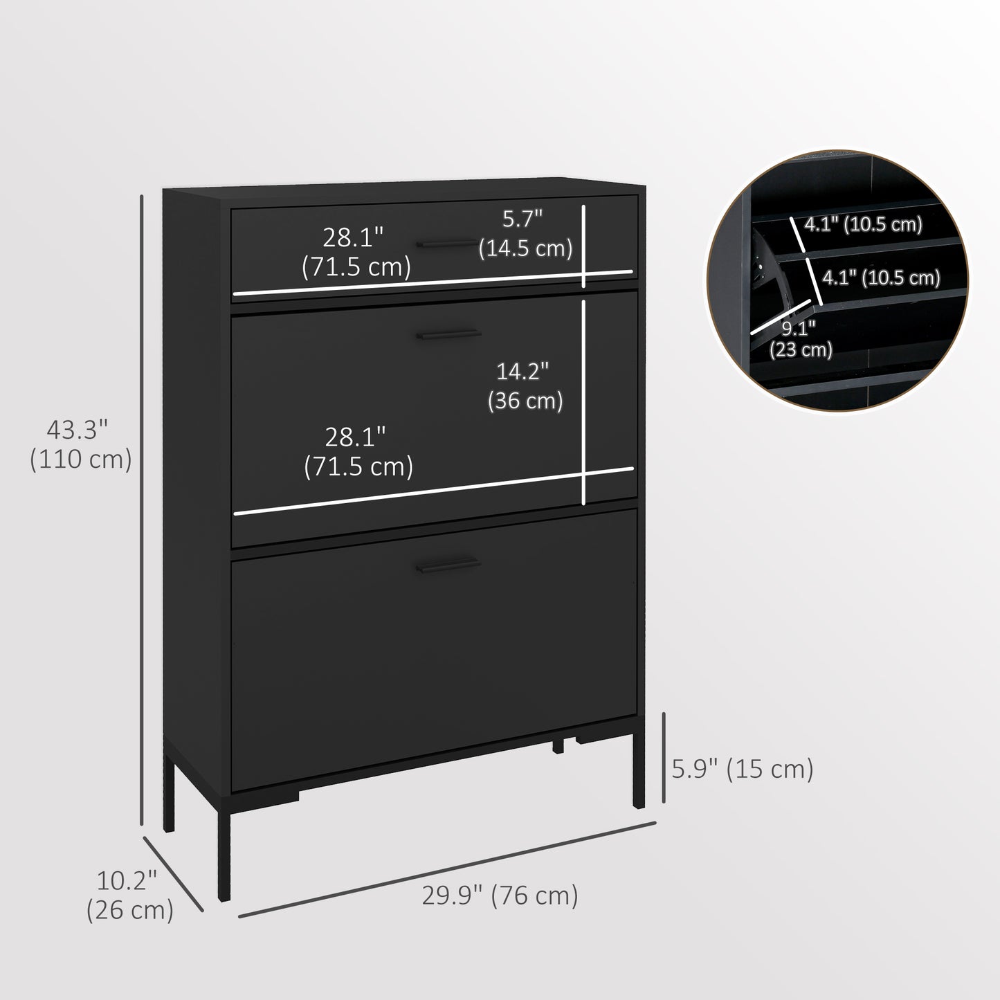 HOMCOM Modern Shoe Cabinet Storage 12 Pair Shoe Organizer with 2 Flip Doors Drawer and Adjustable Shelf White