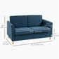 HOMCOM 2-Seat Sofa Two-Seater Couch with Armrests and Wood Legs for Living Room, Bedroom, Dark Grey