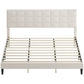 HOMCOM Queen Size Bed Frame with Upholstered Headboard, Modern Platform Bed Frame with Wood Slats, 1100 lbs Capacity, Cream